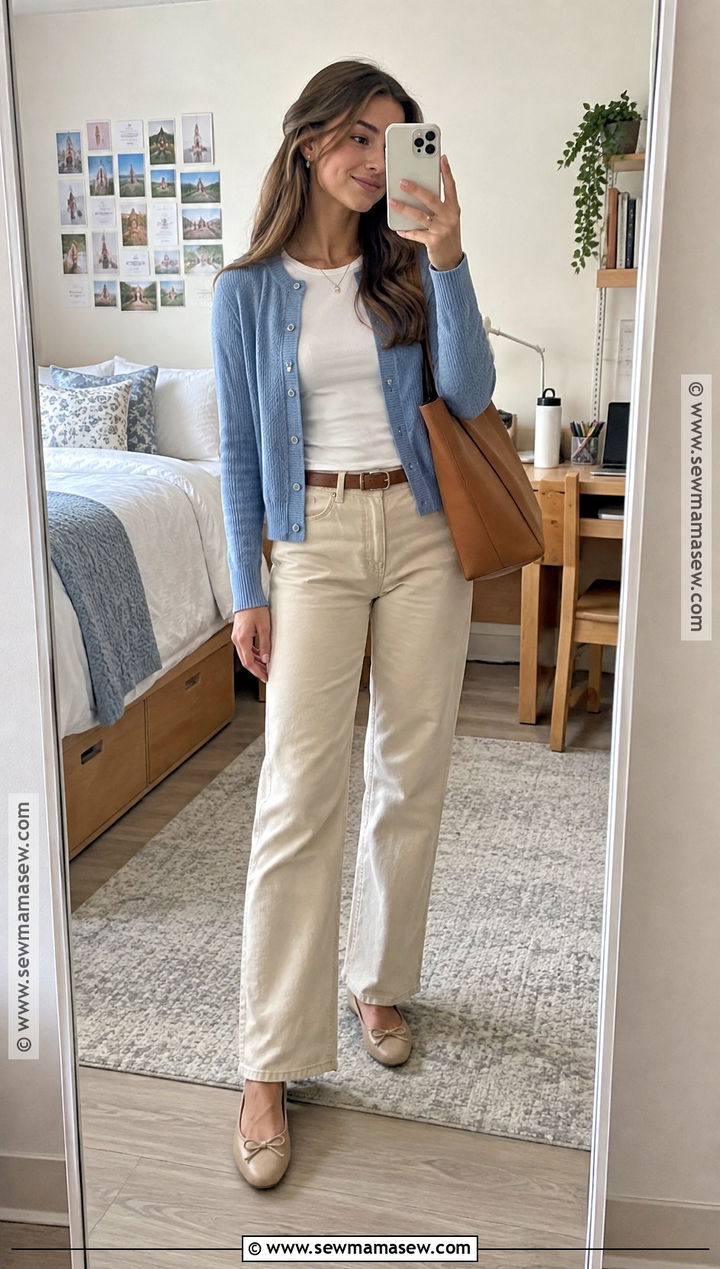 Cardigan And Straight Leg Pants Back To School Outfit - 20 Styles For Back To School