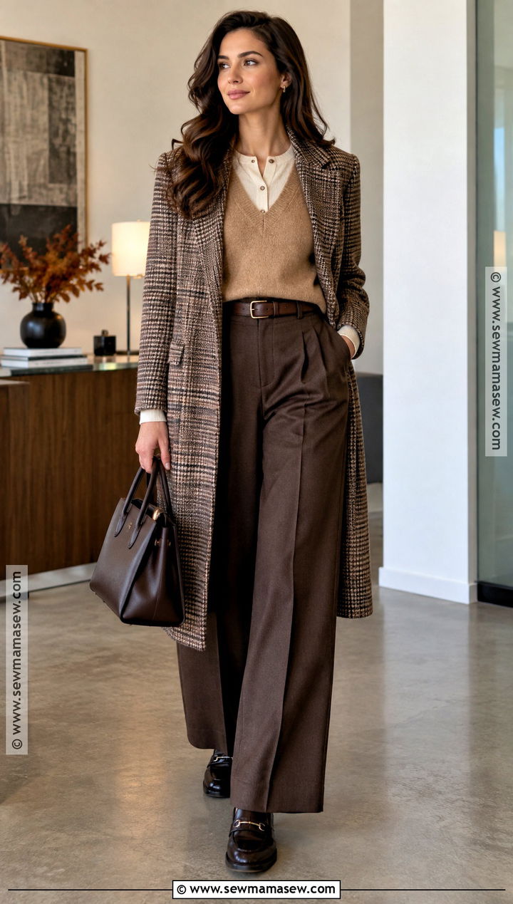 Cardigan And Sweater Vest Stack With Wide Leg Pants - 15 fall winter sweater stack ideas