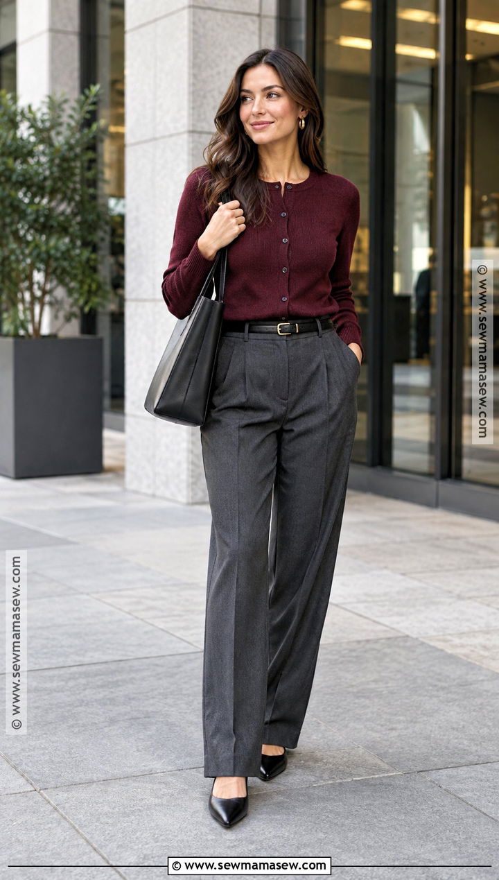 Cardigan And Tailored Trousers Fall Outfit - 25 classy fall outfits
