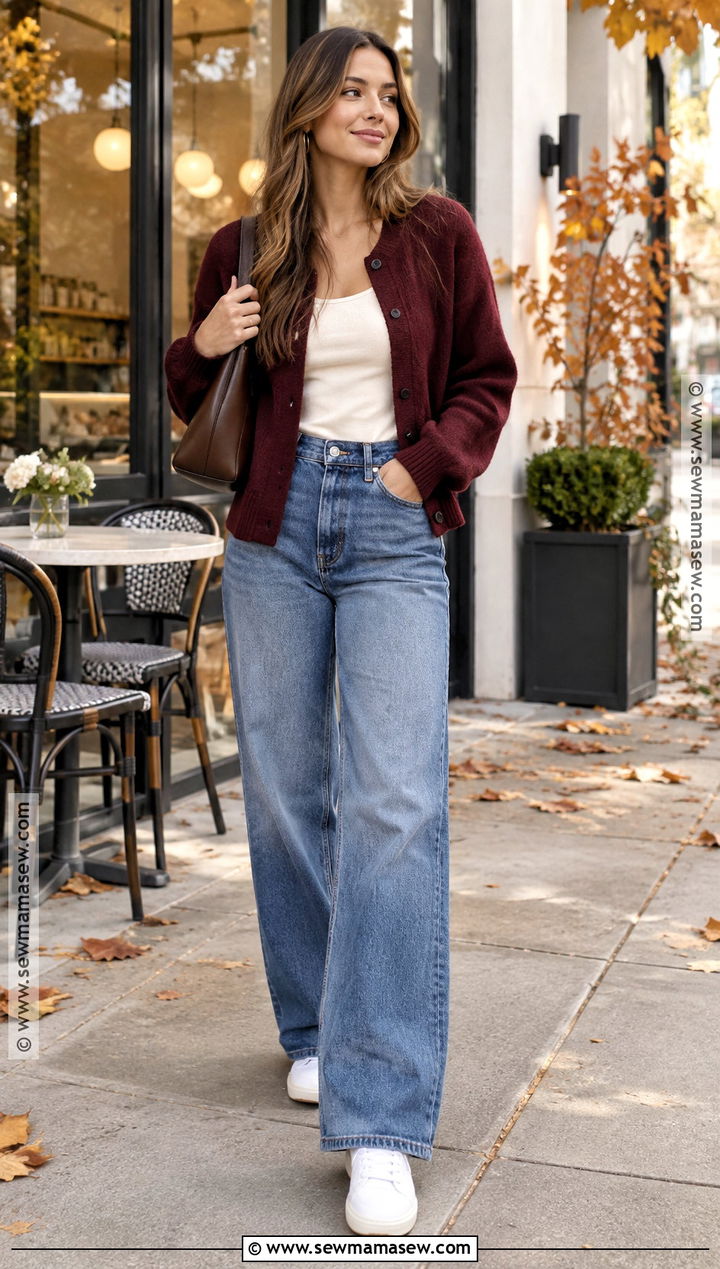 Cardigan And Wide Leg Jeans Fall Fit - 25 comfy fall fits