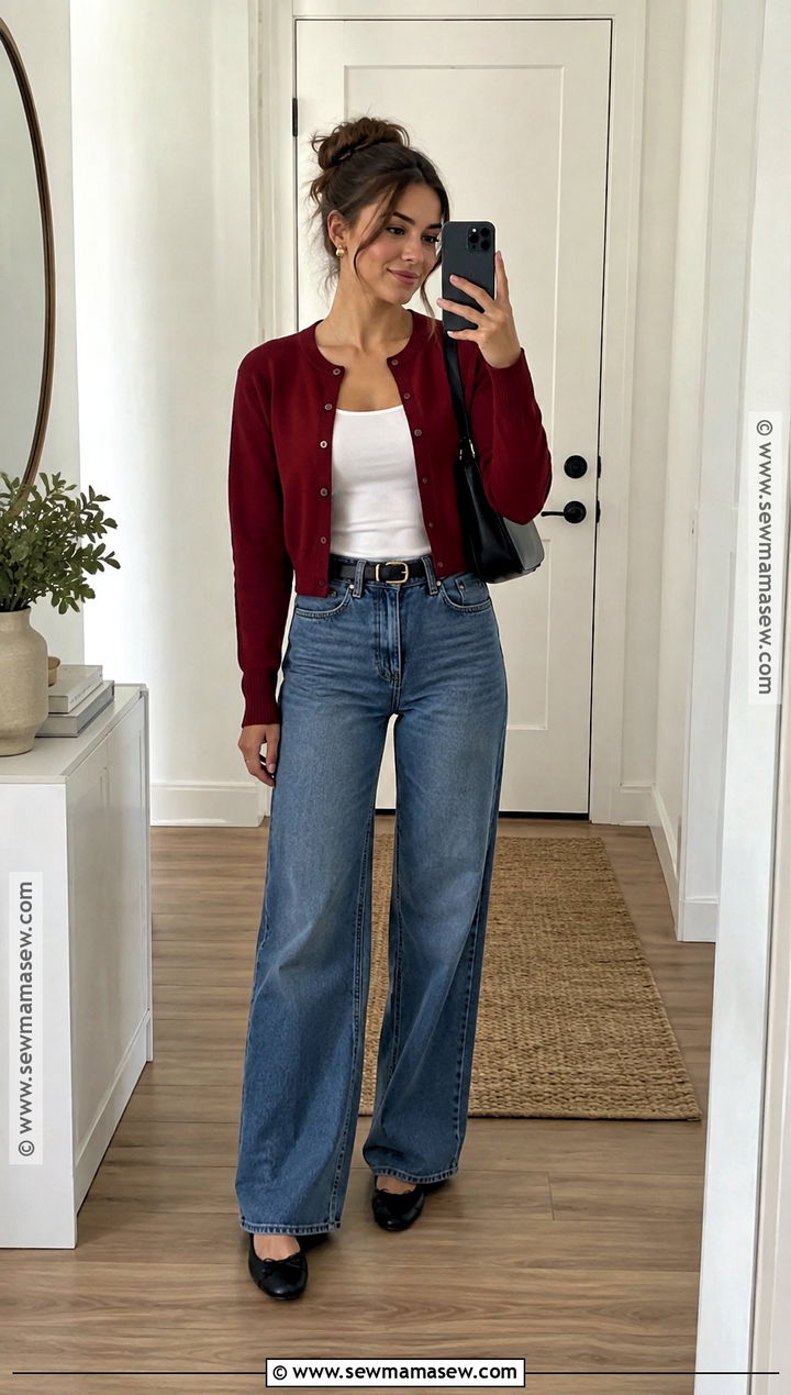 Cardigan And Wide Leg Jeans Fall Outfit - 20 it girl fall outfit ideas
