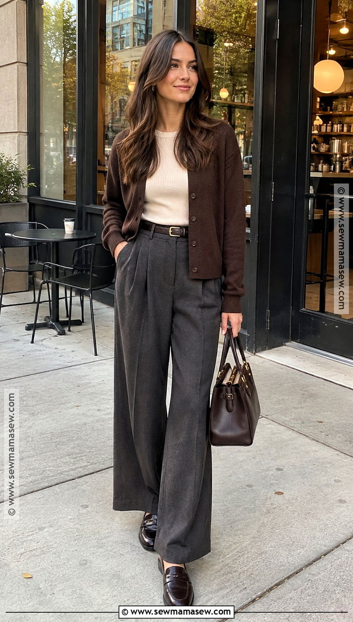 Cardigan And Wide Leg Pants Chicago Fall Outfit - 15 fall outfits in chicago