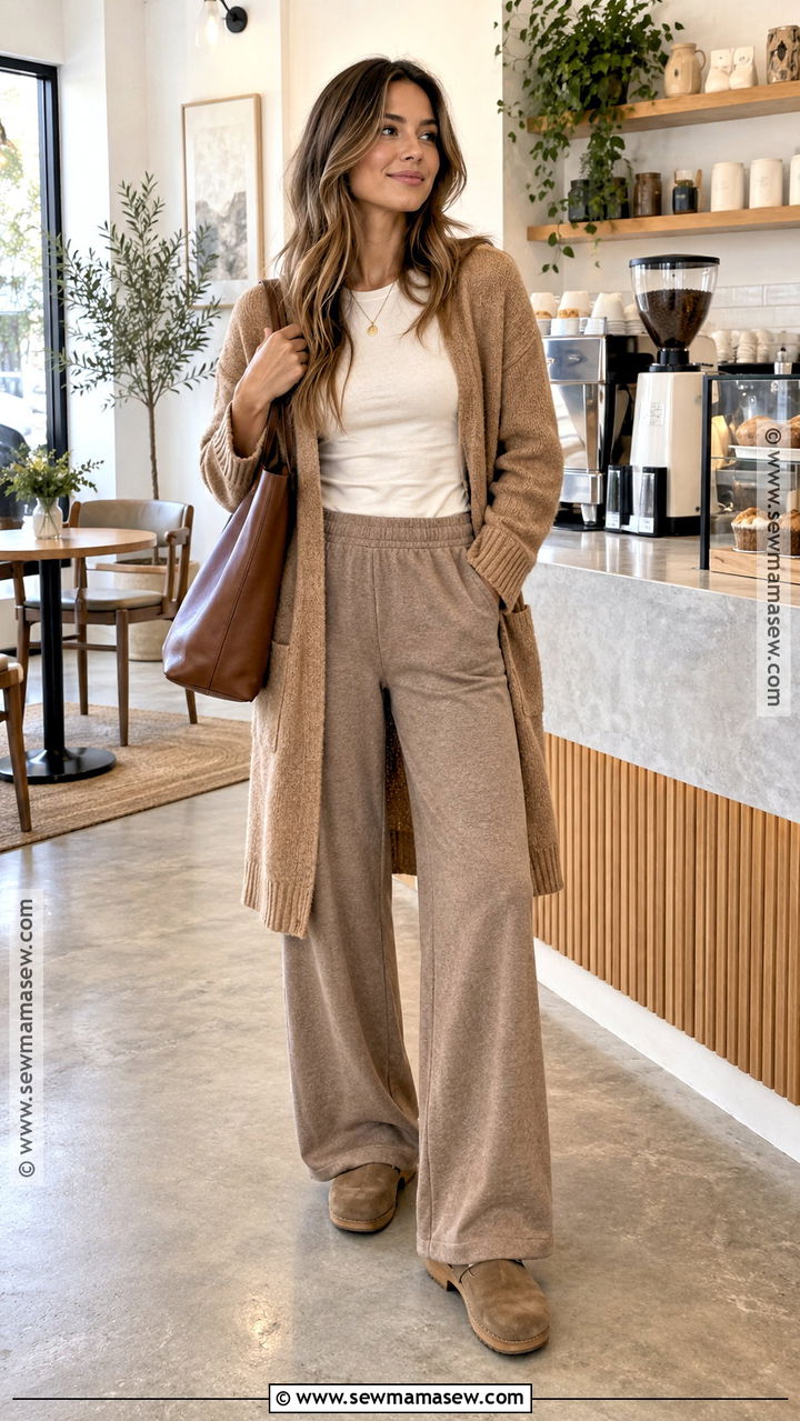 Cardigan And Wide Leg Pants Fall Lounge Outfit - 20 lounge fall outfits