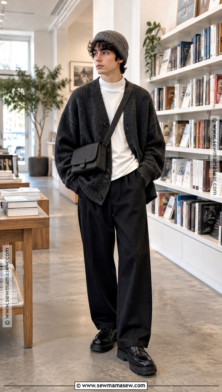 Cardigan And Wide Leg Trousers Soft Masc Fall Outfit - 15 cute fall outfits masc
