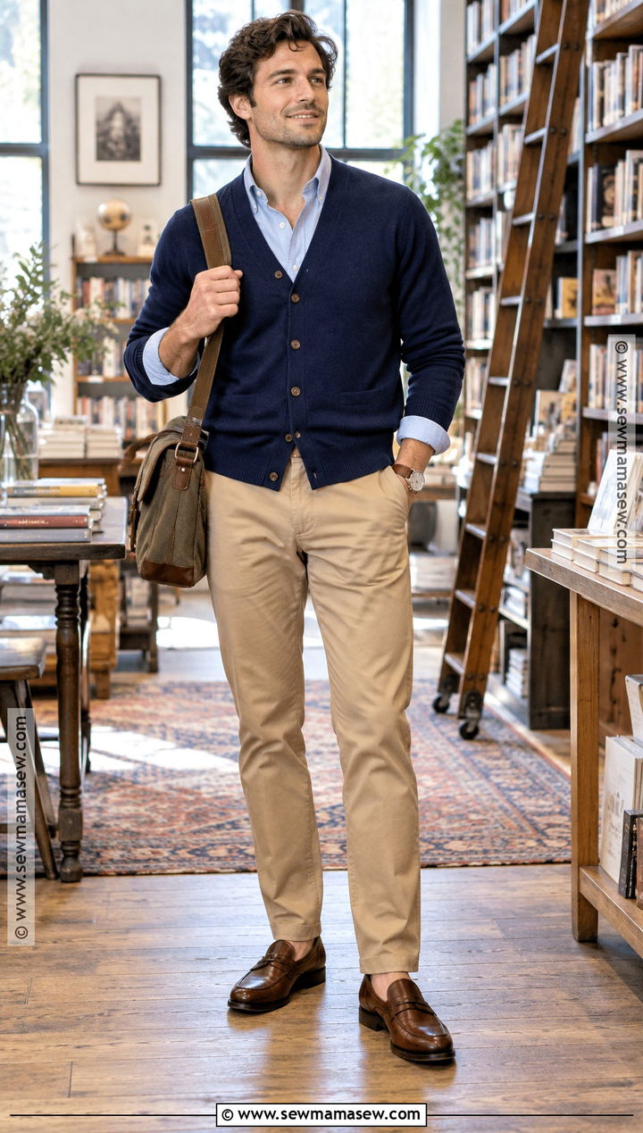 Cardigan Sweater With Oxford Shirt - 15 Fall Sweaters for Men