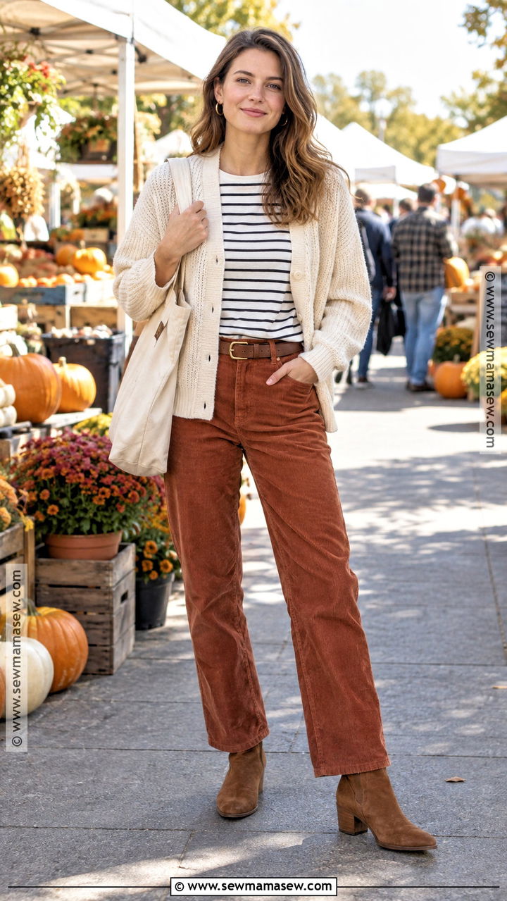 Cardigan With Corduroy Pants - 20 Cardigan Outfits Fall