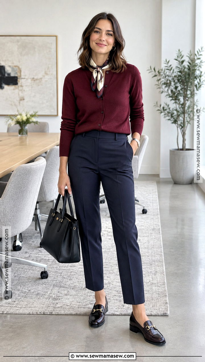 Cardigan and Ankle Pants Fall Office Outfit - 25 fall office outfits for women