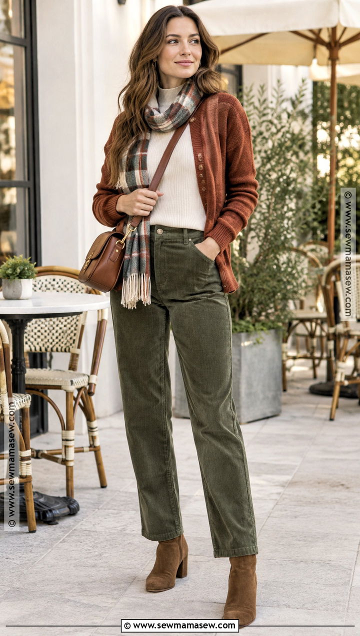 Cardigan and Corduroy Pants Outfit - 20 winter fall outfits for women