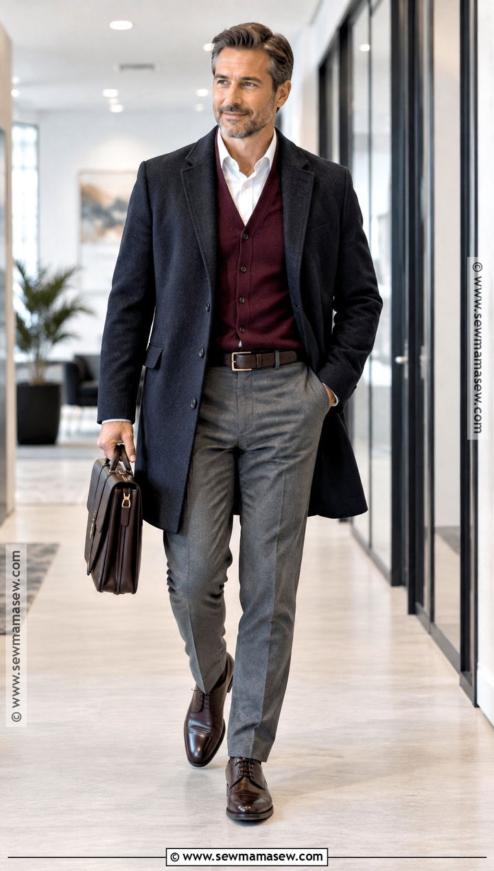 Cardigan and Dress Shirt Fall Work Outfit - 15 fall work outfits for men