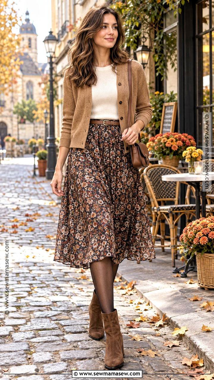 Cardigan and Midi Skirt Europe October Outfit - 20 europe in october outfits