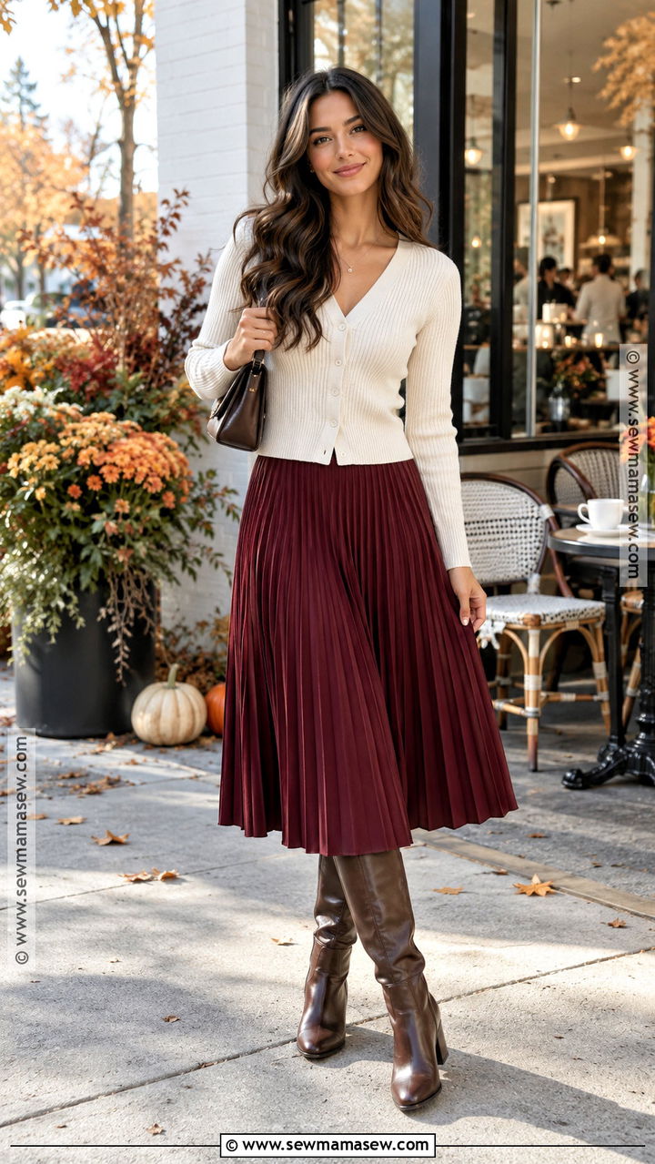 Cardigan and Midi Skirt Fall Outfit - 20 fall vibe outfits