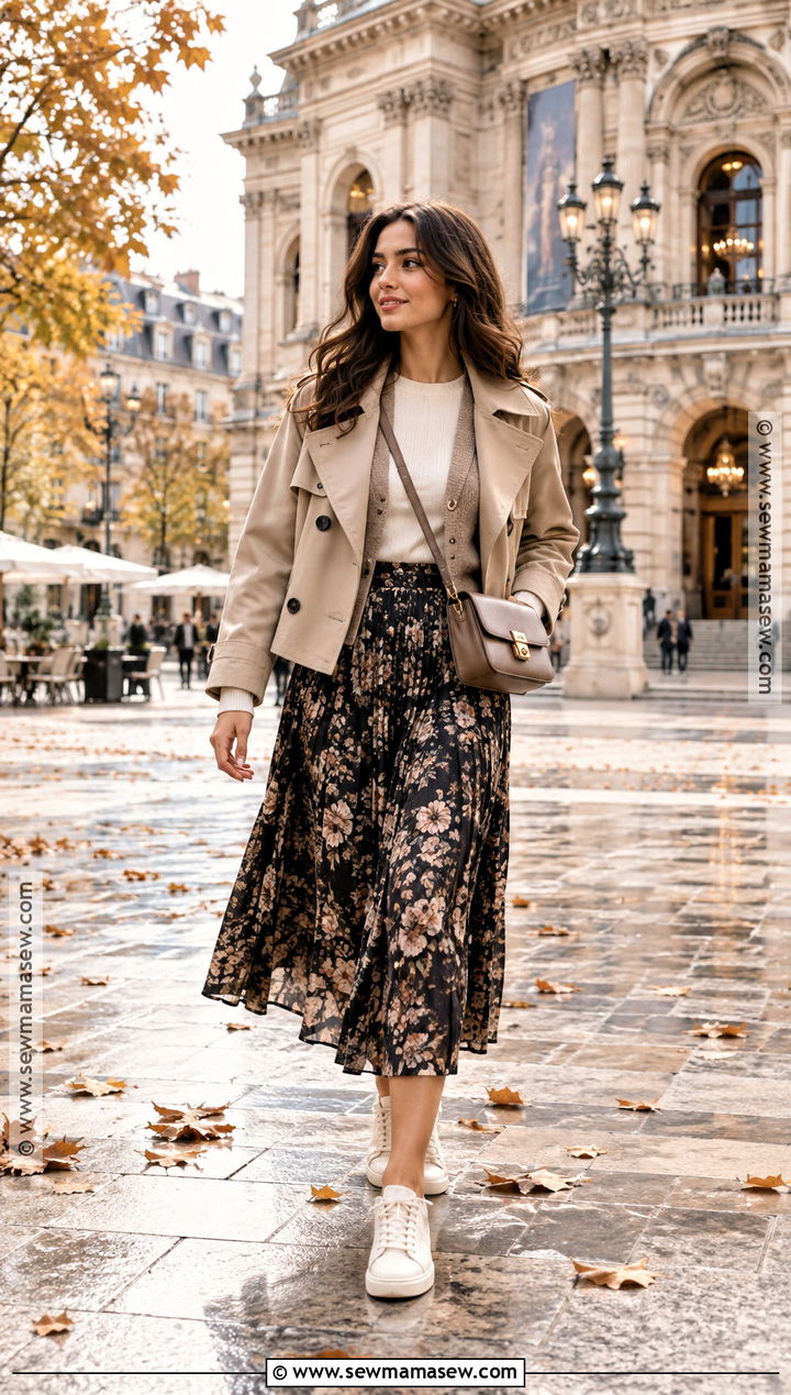 Cardigan and Midi Skirt for Europe - 15 europe tourist outfit fall ideas