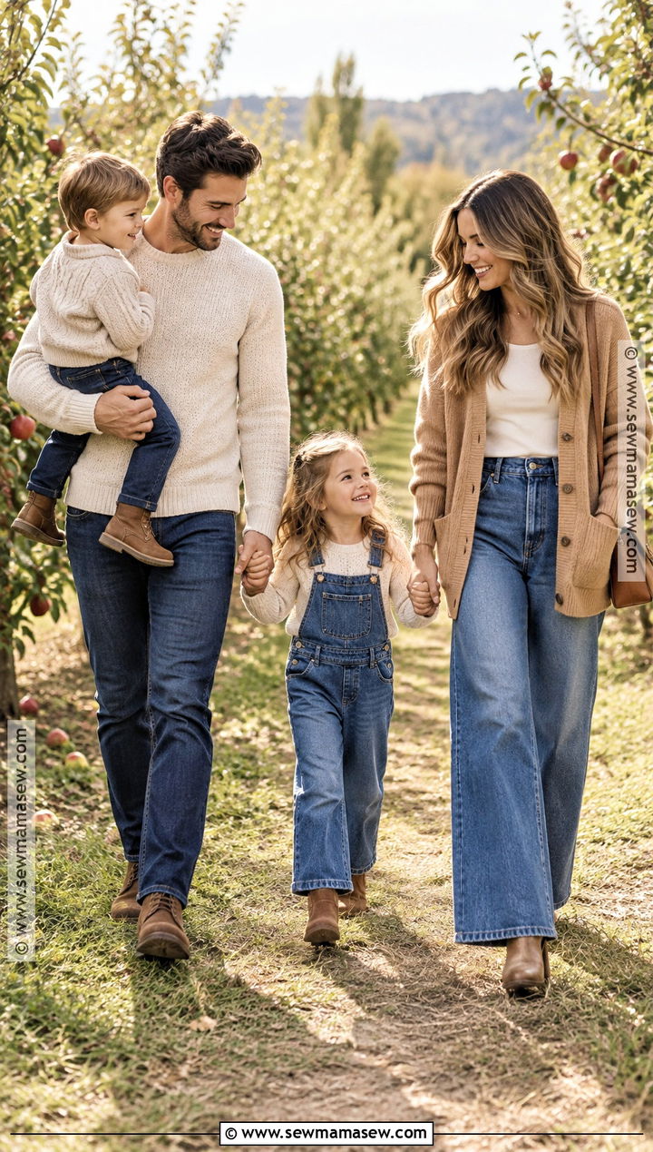 Cardigans With Wide Leg Jeans For Fall Family Photos - 20 fall family photos jeans