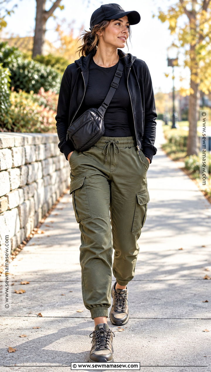 Cargo Joggers And Fitted Long Sleeve Outfit - 25 fall athletic outfits