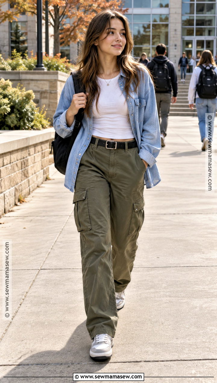 Cargo Pants And Baby Tee Outfit - 15 back-to-school fashion ideas