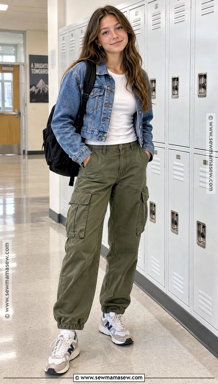 Cargo Pants And Baby Tee School Outfit - 20 Girl Back To School Outfits
