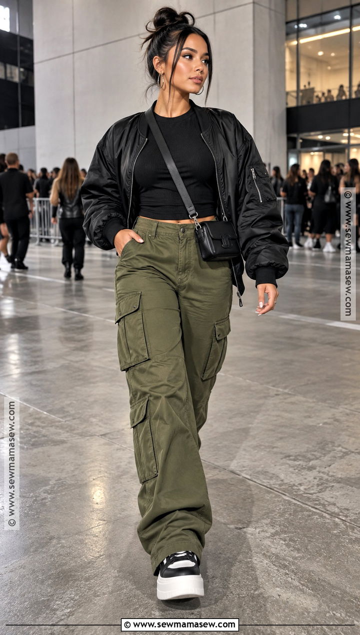 Cargo Pants And Bomber Jacket Concert Outfit - 15 concert outfit ideas autumn