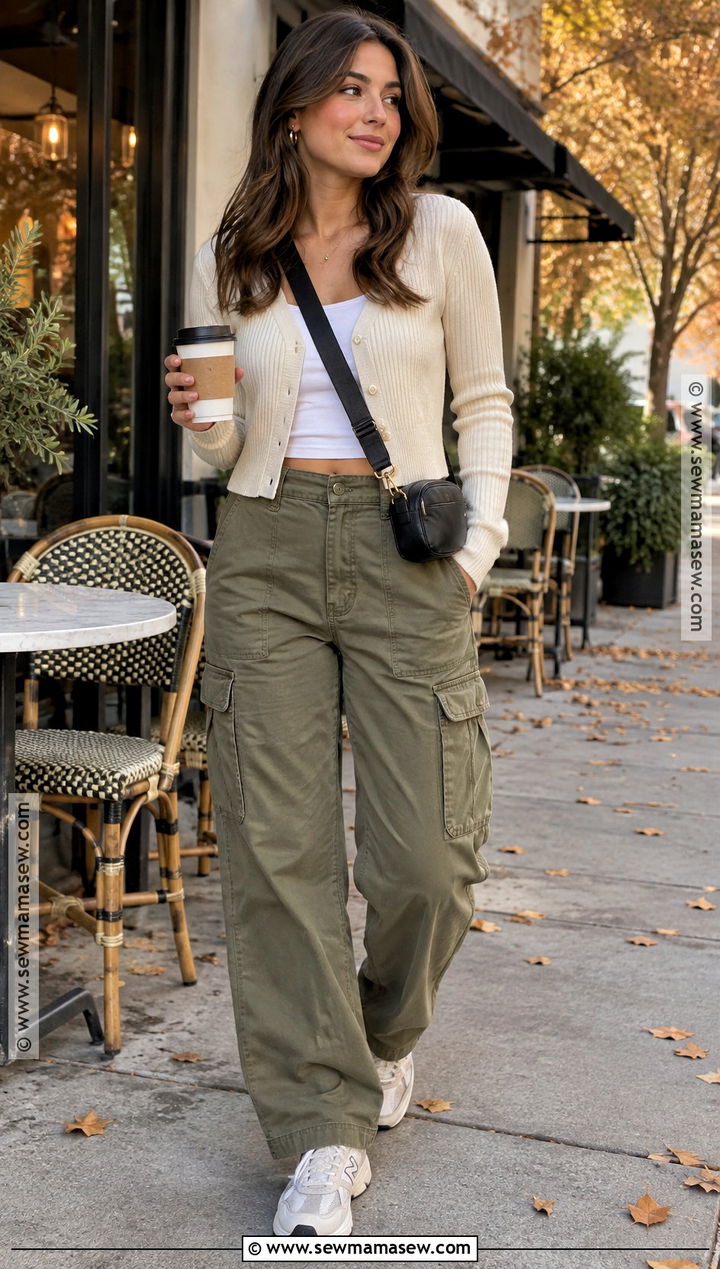 Cargo Pants And Cropped Cardigan Tomboy Femme Outfit - 20 tomboy femme fall outfits