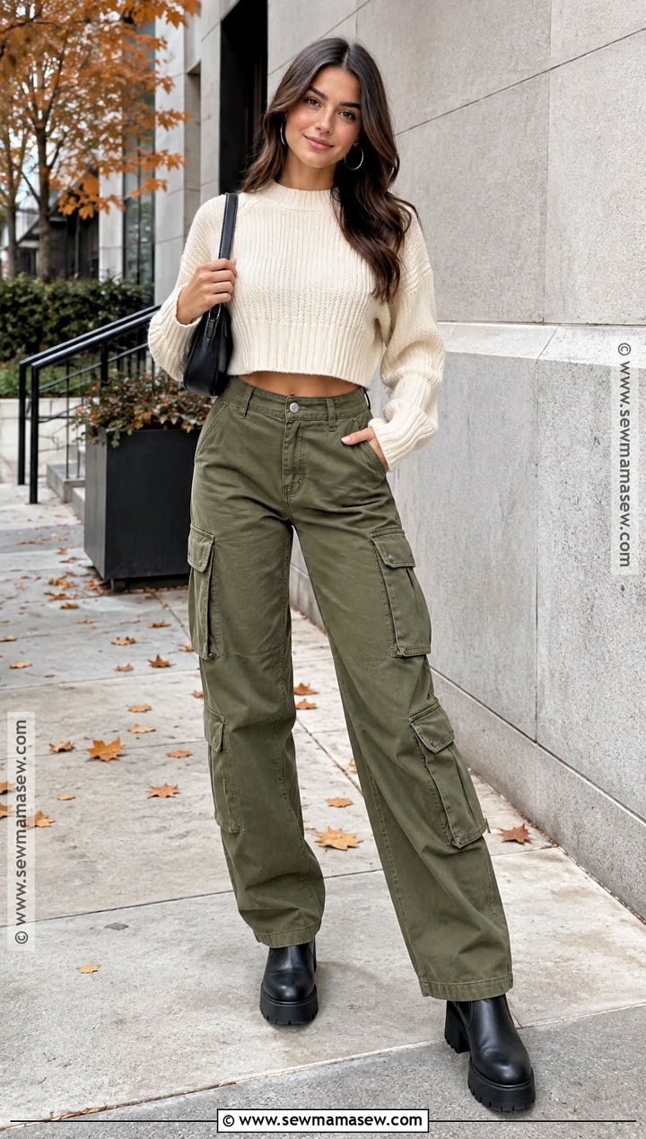 Cargo Pants And Cropped Sweater Outfit - 15 Fall Fits 2026