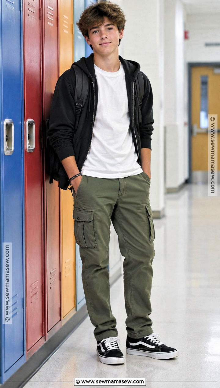 Cargo Pants And Fitted T Shirt Outfit - 20 middle school back to school outfits