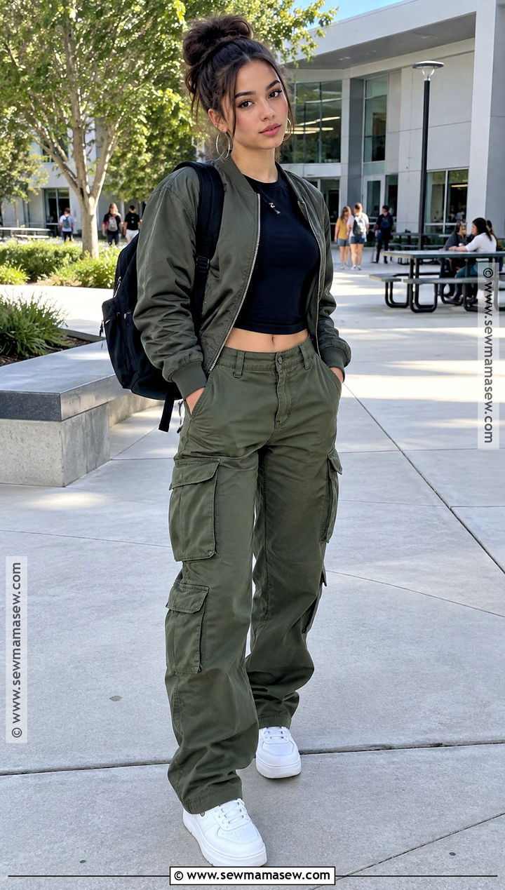 Cargo Pants And Fitted Tee Baddie Outfit - 20 baddie back to school outfits
