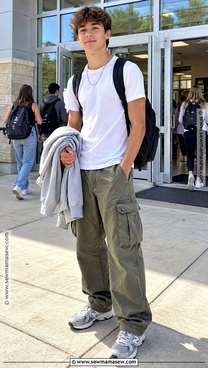 Cargo Pants And Fitted Tee School Outfit - 15 Back To School Outfits Highschool Casual