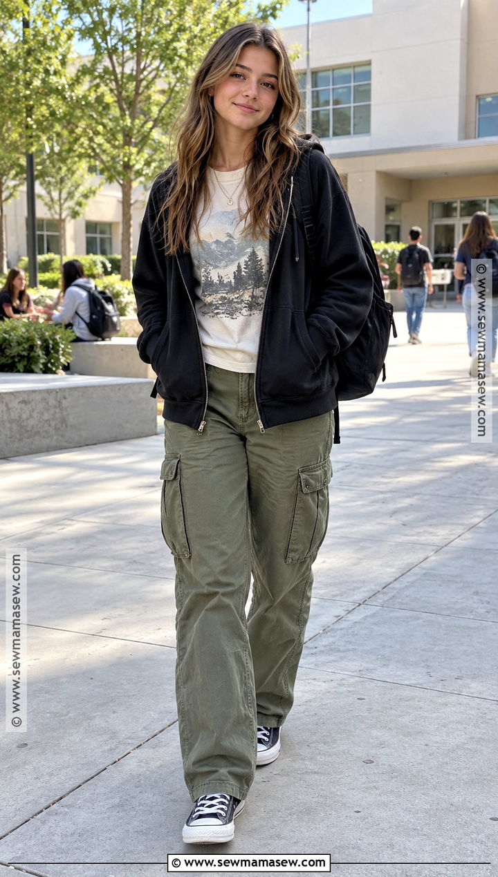 Cargo Pants And Graphic Tee School Outfit - 20 back to school outfit ideas highschool