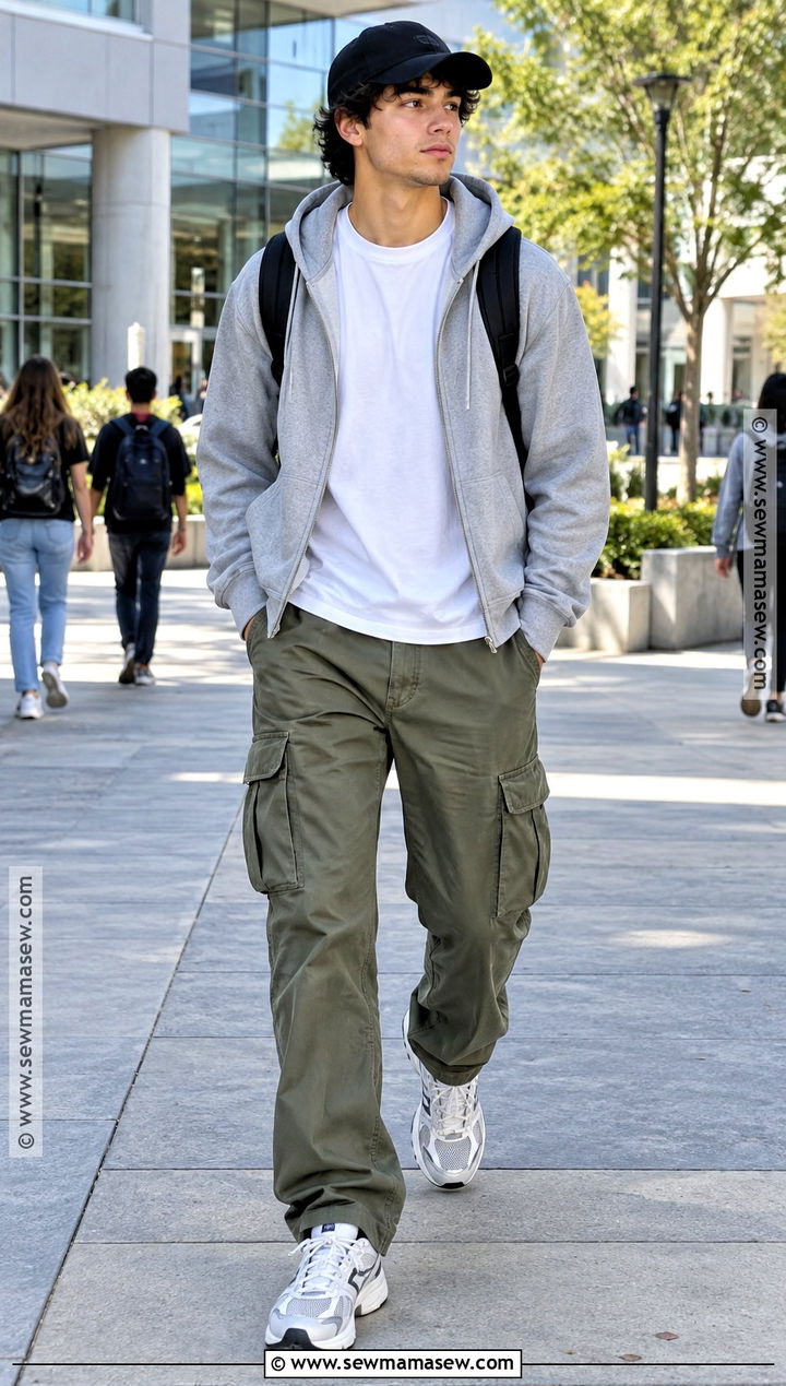 Cargo Pants And Zip Hoodie Back To School Outfit - 15 Back To School Outfits And Where From