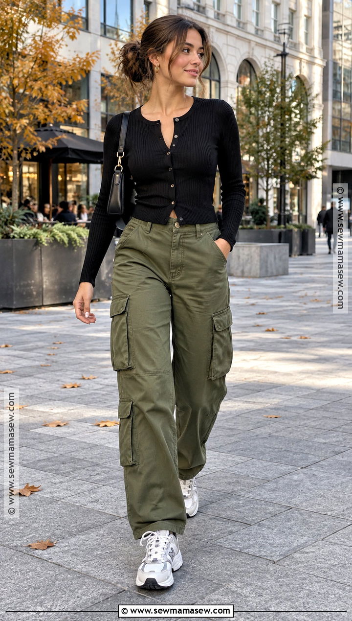 Cargo Pants With Fitted Cardigan Outfit - 25 autumn outfits 2026 trends