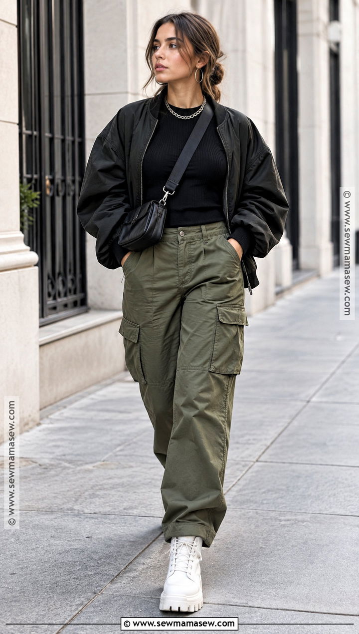 Cargo Pants With White Chunky Boots - 20 Fall Outfits With White Boots