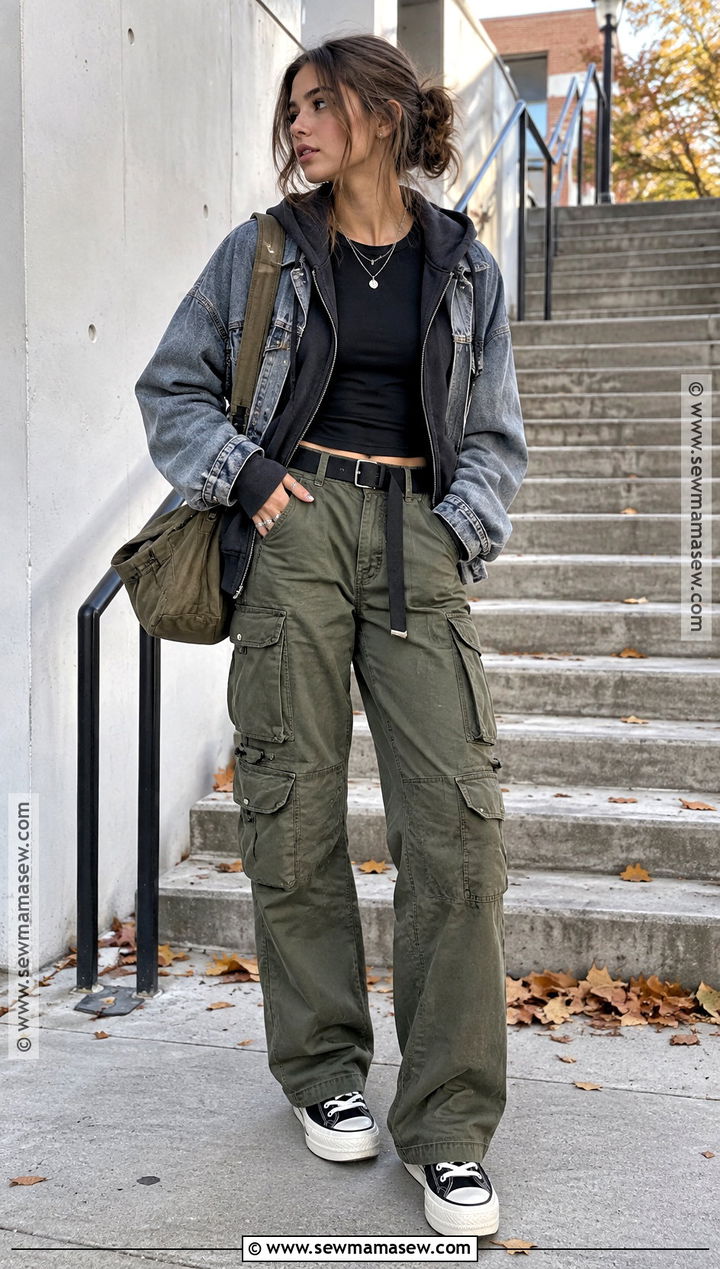 Cargo Pants and Baby Tee Fall Grunge Outfit - 15 cute fall grunge outfits