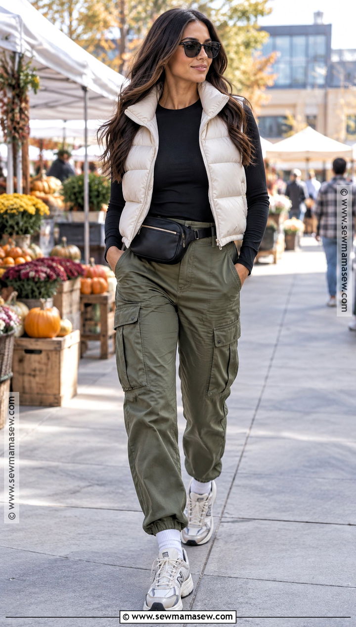 Cargo Pants and Chunky Tennis Shoes - 15 tennis shoe outfits fall