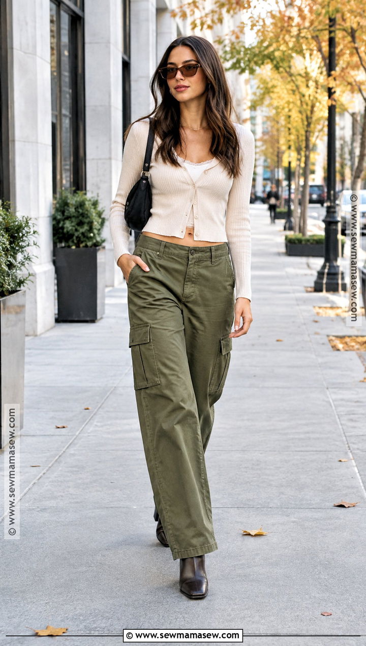 Cargo Pants and Cropped Cardigan Outfit - 25 2000s fall outfits