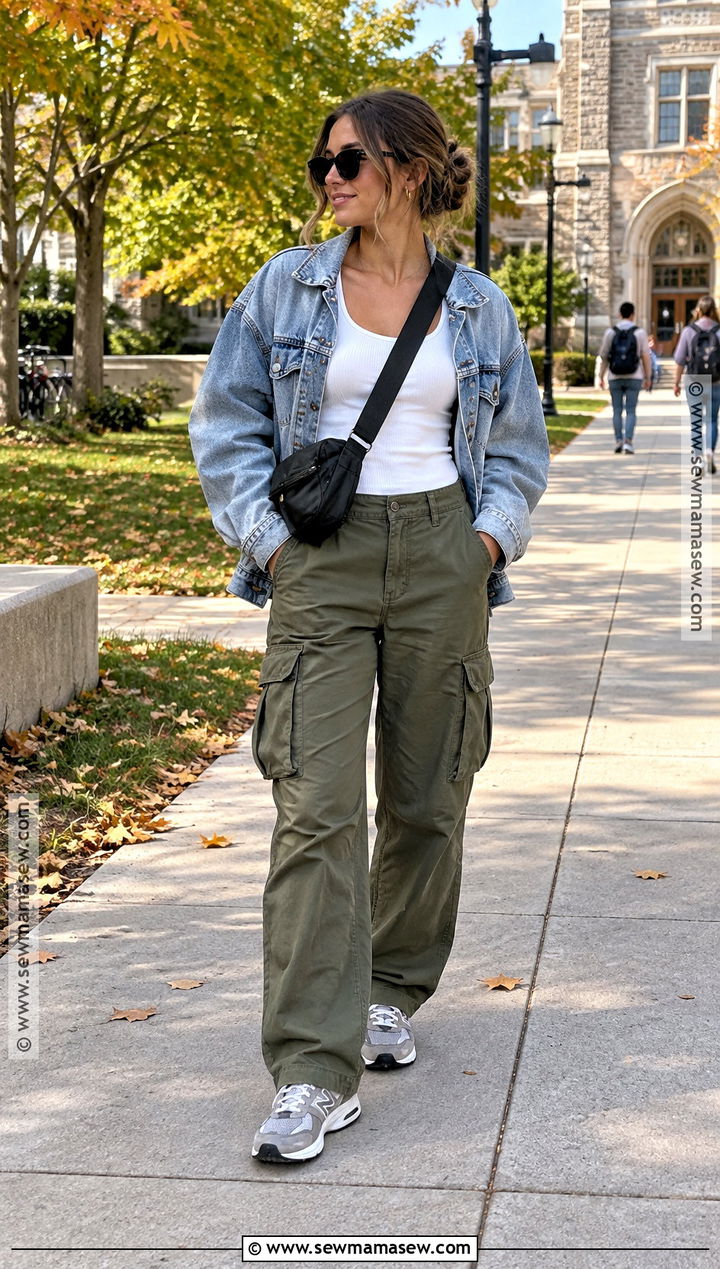 Cargo Pants and Fitted Tank College Outfit - 15 back to school outfits college 2026