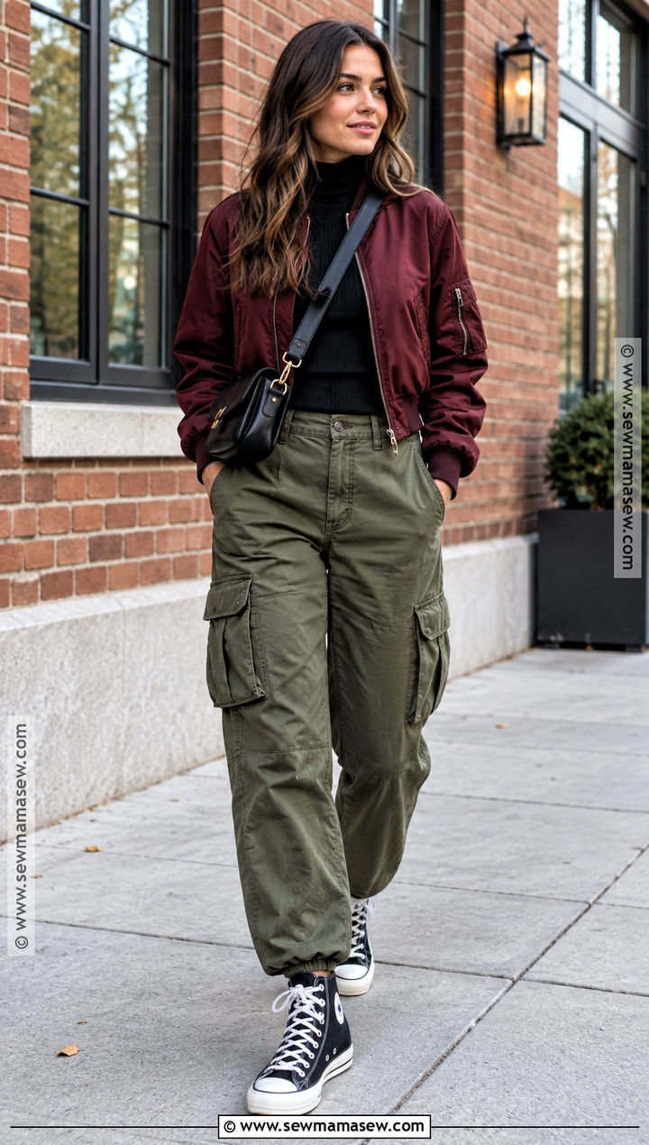 Cargo Pants and High Top Sneakers Outfit - 15 fall outfit sneakers for women