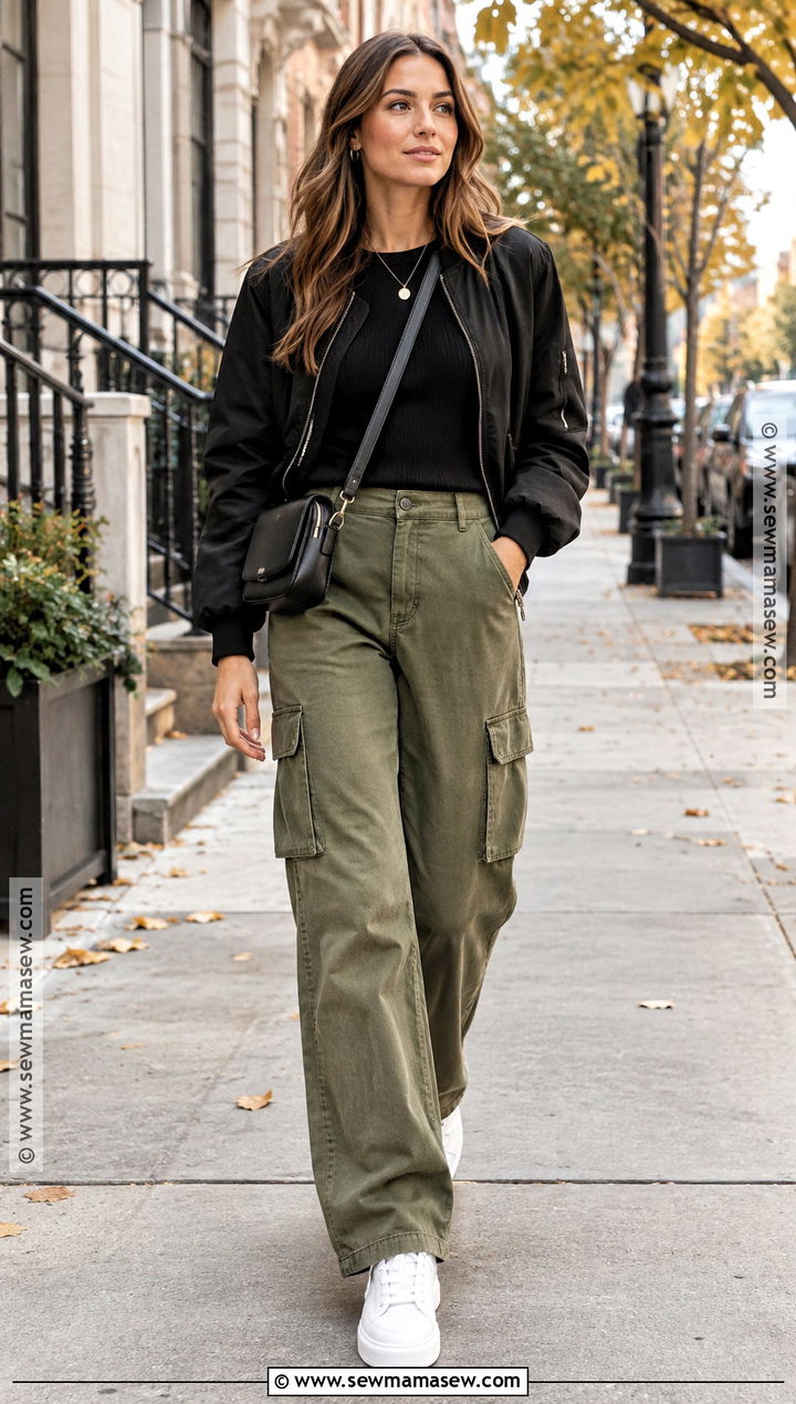 Cargo Trousers With Bomber Jacket - 15 Fall Outfits 2026 Trousers