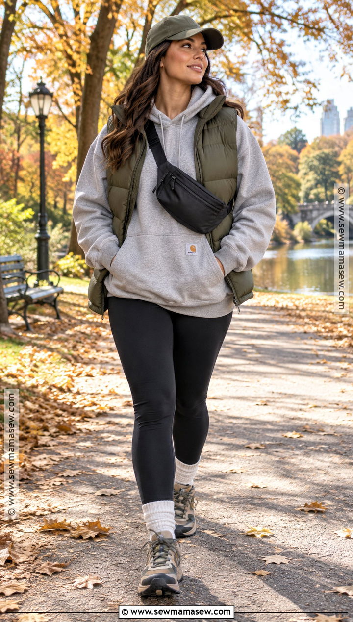 Carhartt Hoodie With Leggings And Puffer Vest - 15 carhartt hoodie fall style ideas