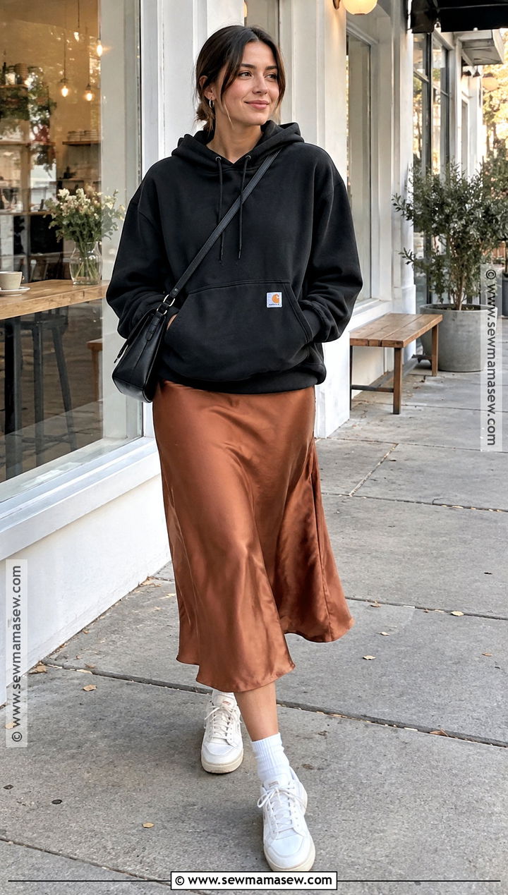 Carhartt Hoodie With Midi Skirt And Sneakers - 15 carhartt hoodie fall style ideas