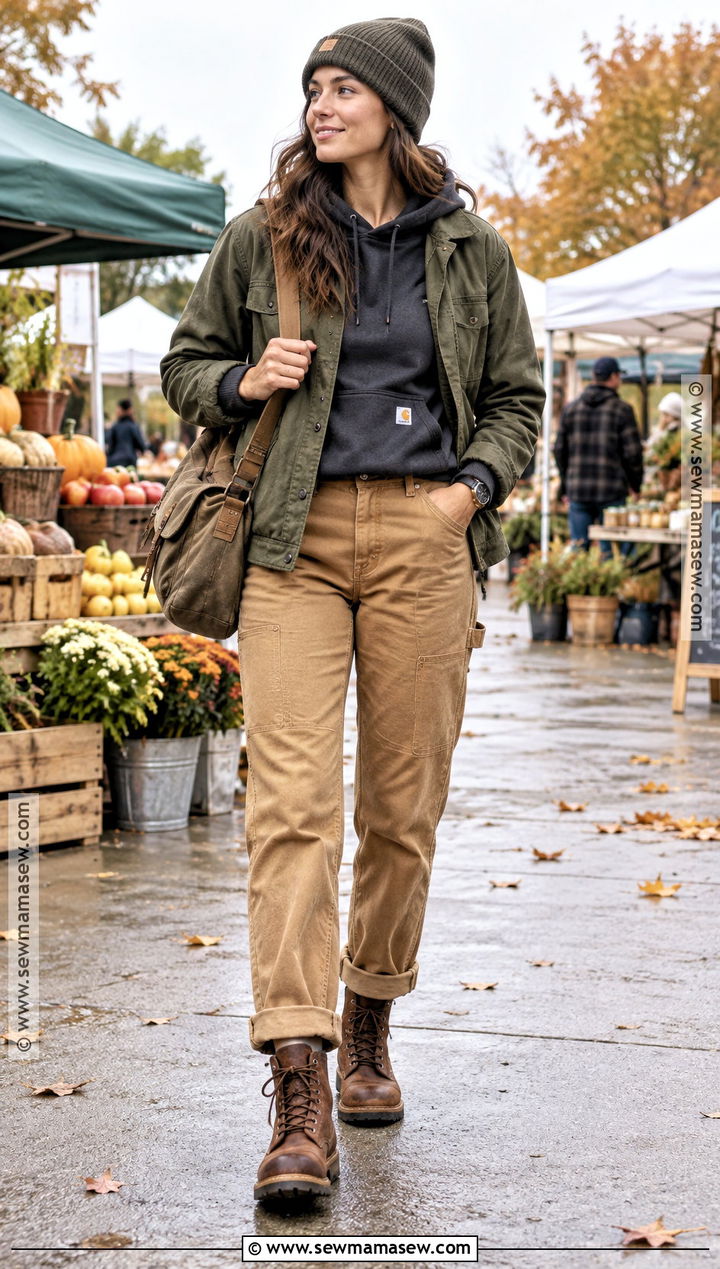 Carhartt Hoodie With Utility Jacket And Carpenter Pants - 15 carhartt hoodie fall style ideas