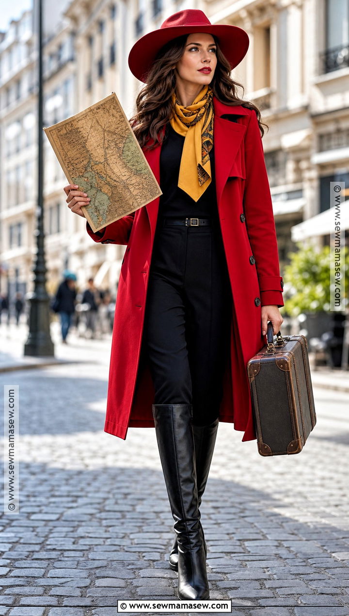 Carmen Sandiego Costume With Red Trench Coat - 30 brunette halloween costume ideas