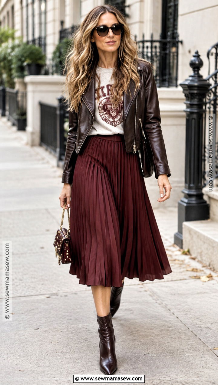 Carrie Bradshaw Fall Graphic Tee And Midi Skirt Outfit - 15 carrie bradshaw outfits inspiration fall