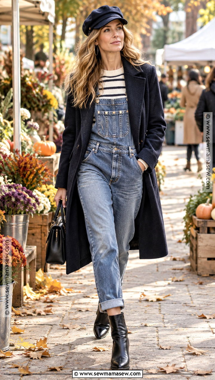 Carrie Bradshaw Overalls And Striped Sweater Outfit - 20 carrie bradshaw fall outfits