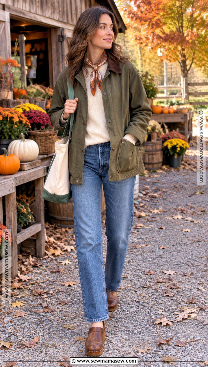 Casual Autumn Barn Jacket And Blue Jeans Outfit - 20 Cute Autumn Outfits Casual