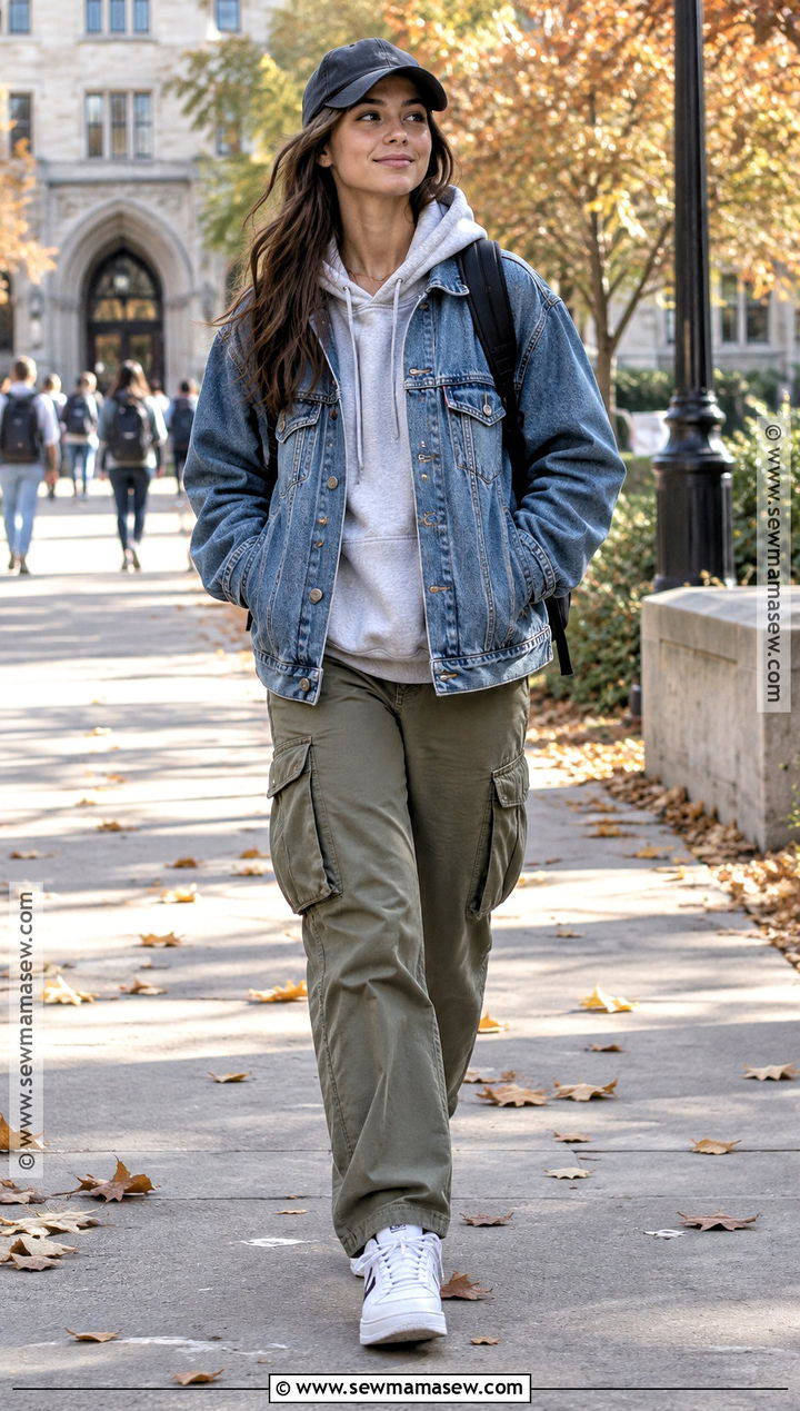 Casual Autumn Denim Jacket And Hoodie Outfit - 20 autumn fashion casual ideas