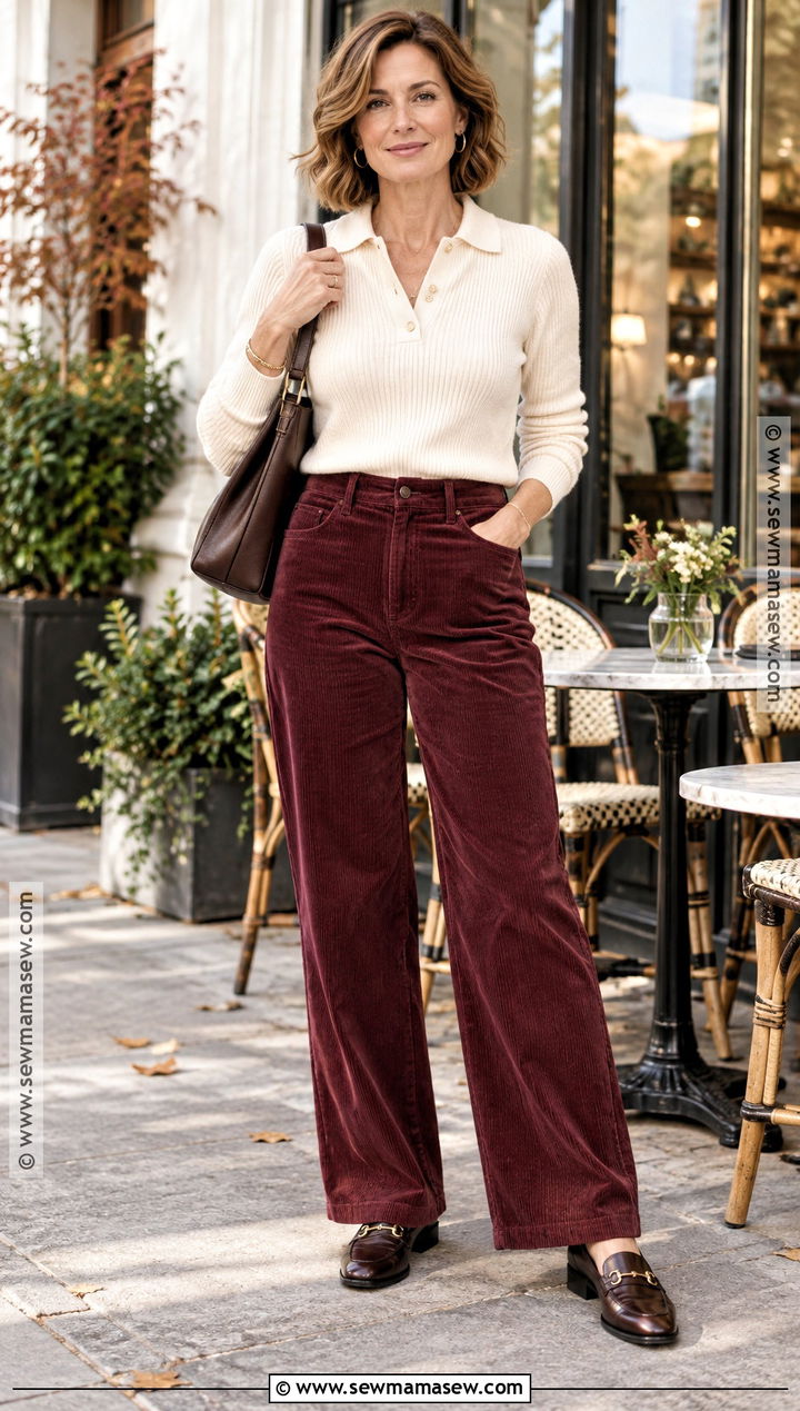 Casual Autumn Knit Polo And Corduroy Trousers Outfit - 25 outfit ideas autumn casual