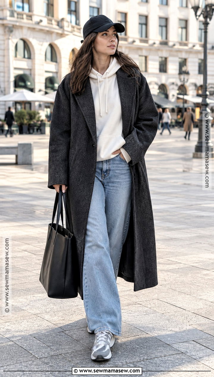 Casual Autumn Long Coat And Hoodie Outfit - 25 outfit ideas autumn casual