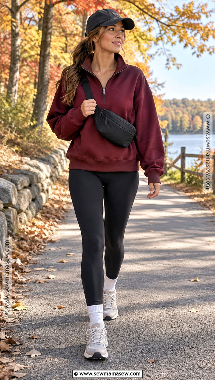 Casual Autumn Quarter Zip And Leggings Outfit - 20 Cute Autumn Outfits Casual