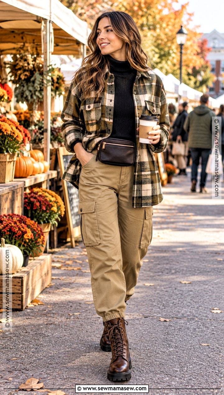 Casual Autumn Shacket And Cargo Pants Outfit - 25 outfit ideas autumn casual