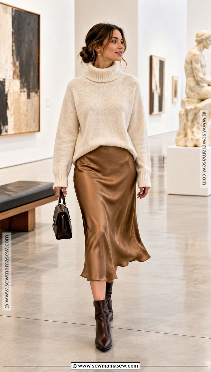 Casual Autumn Sweater And Slip Skirt Outfit - 25 outfit ideas autumn casual