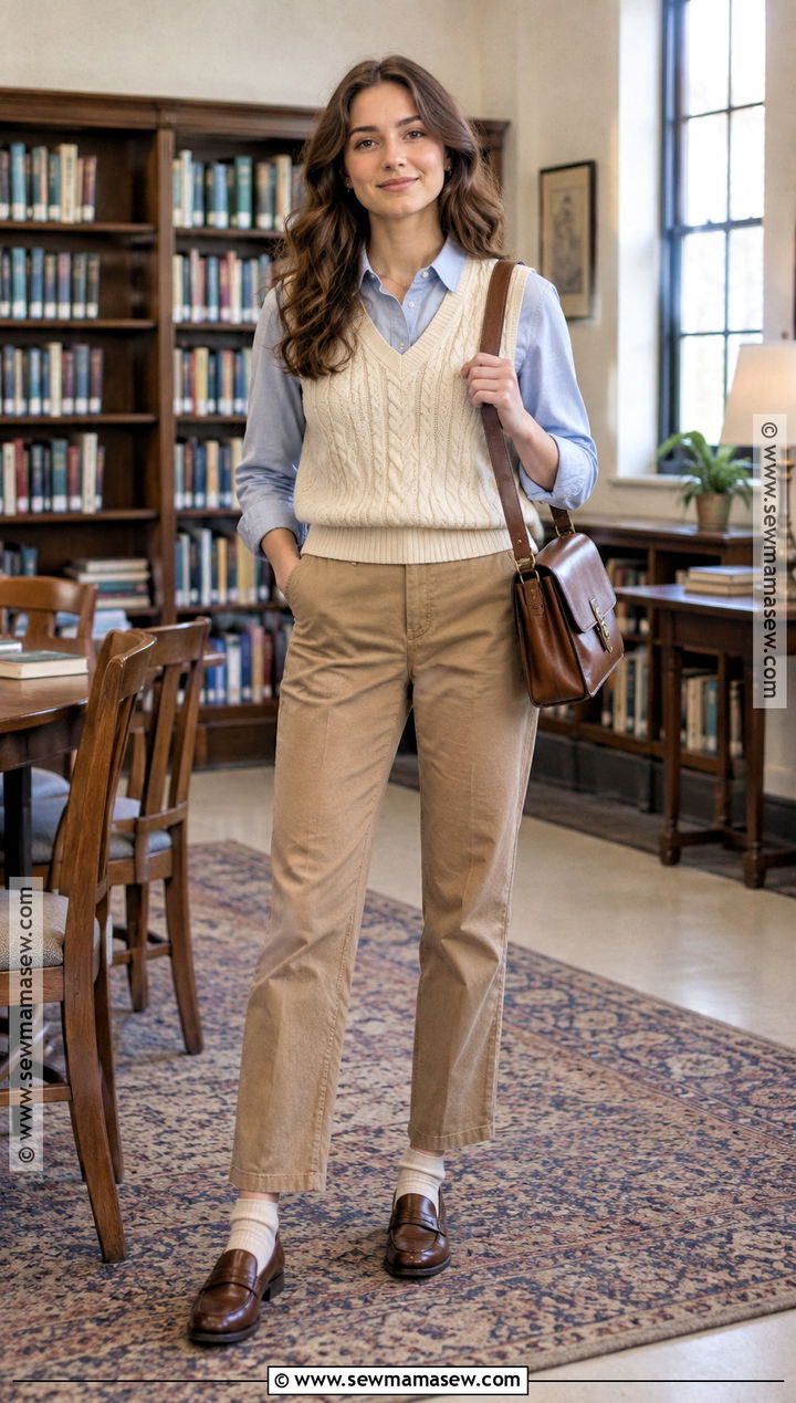 Casual Autumn Sweater Vest And Chinos Outfit - 20 autumn fashion casual ideas